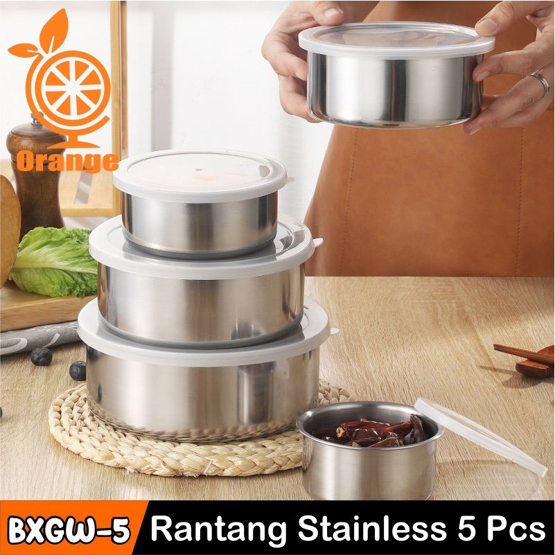 Rantang 5 Susun rantang serbaguna Bulat Polos Lunch Box Plastik Dan Stainless