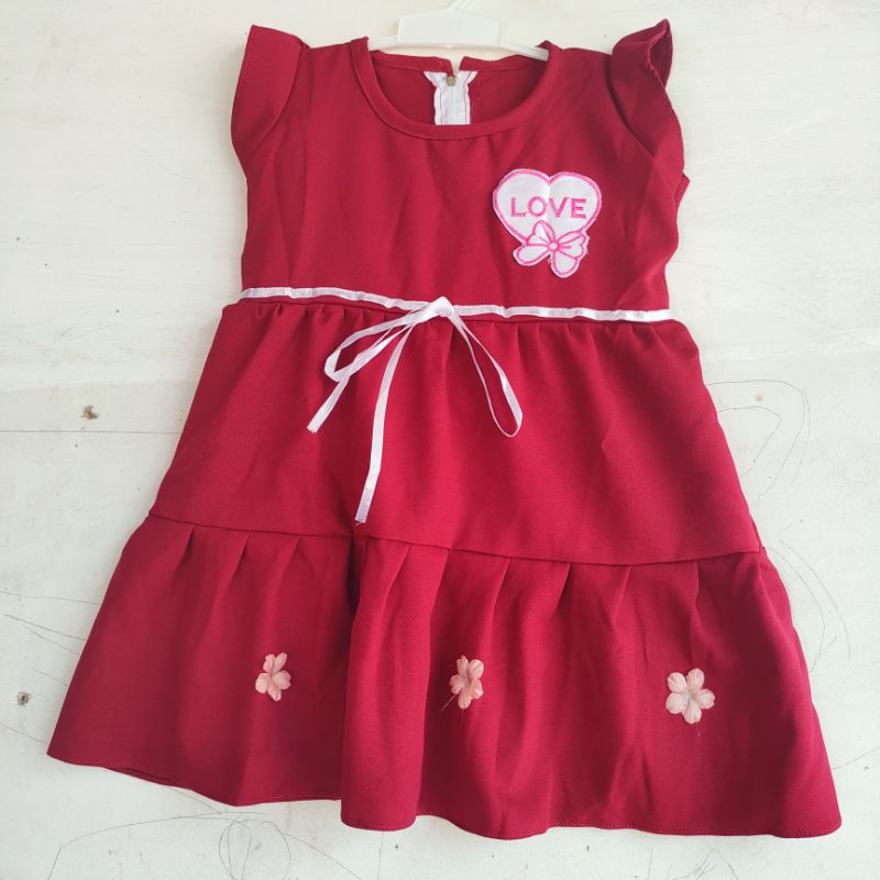 Dress anak 1 2 tahun moscrepe gaun anak cewek harian santai baju anak lucu ( dress moscrepe GIN )