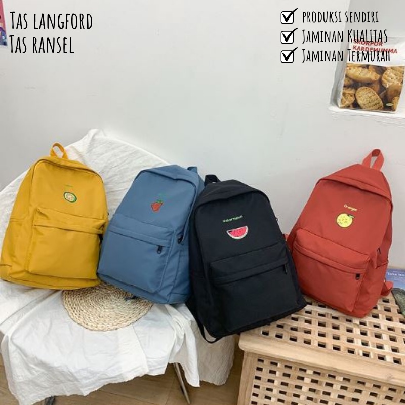 Tas Ransel Sekolah Kerja Traveling Remaja Kekinian Model Korea Import Lokal Original Terbaru Murah Bagus Simple Elegan Casual Premium Fashion Multifungsi Stylish Backpack Punggung Bahu Hitam Perempuan Wanita Cewek