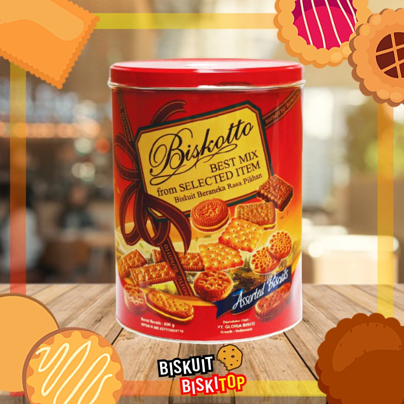 

B. BISKITOP - BEST MIX Biskuit Kaleng Lebaran Biskuit Waffer Cream Sandwich Biscuit Keluarga Murah