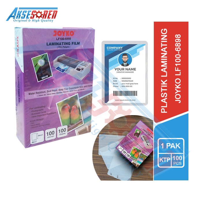 

Plastik Laminating Film Joyko [LF100-6898/100 Sheets] / Pelastik Laminating Kecil Kartu Nama / Plastik Laminating KTP Joyko Tahan Air