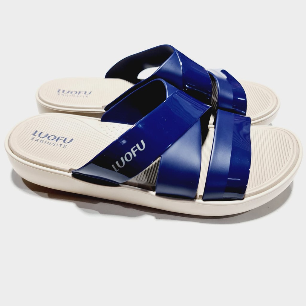 jelly sandal slop luofu silang sendal wanita import E7185A2-A11SBW