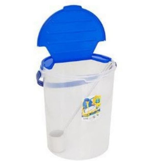 Aquarium es buah / toples es buah bulat plus gayung 27,5 lt areta green leaf - dhevkagrosir