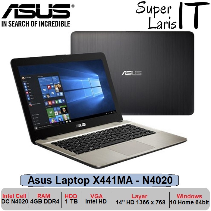 Laptop Asus X441MA GA031T Intel N4020 4GB 1TB DVD 14 HD W10-4