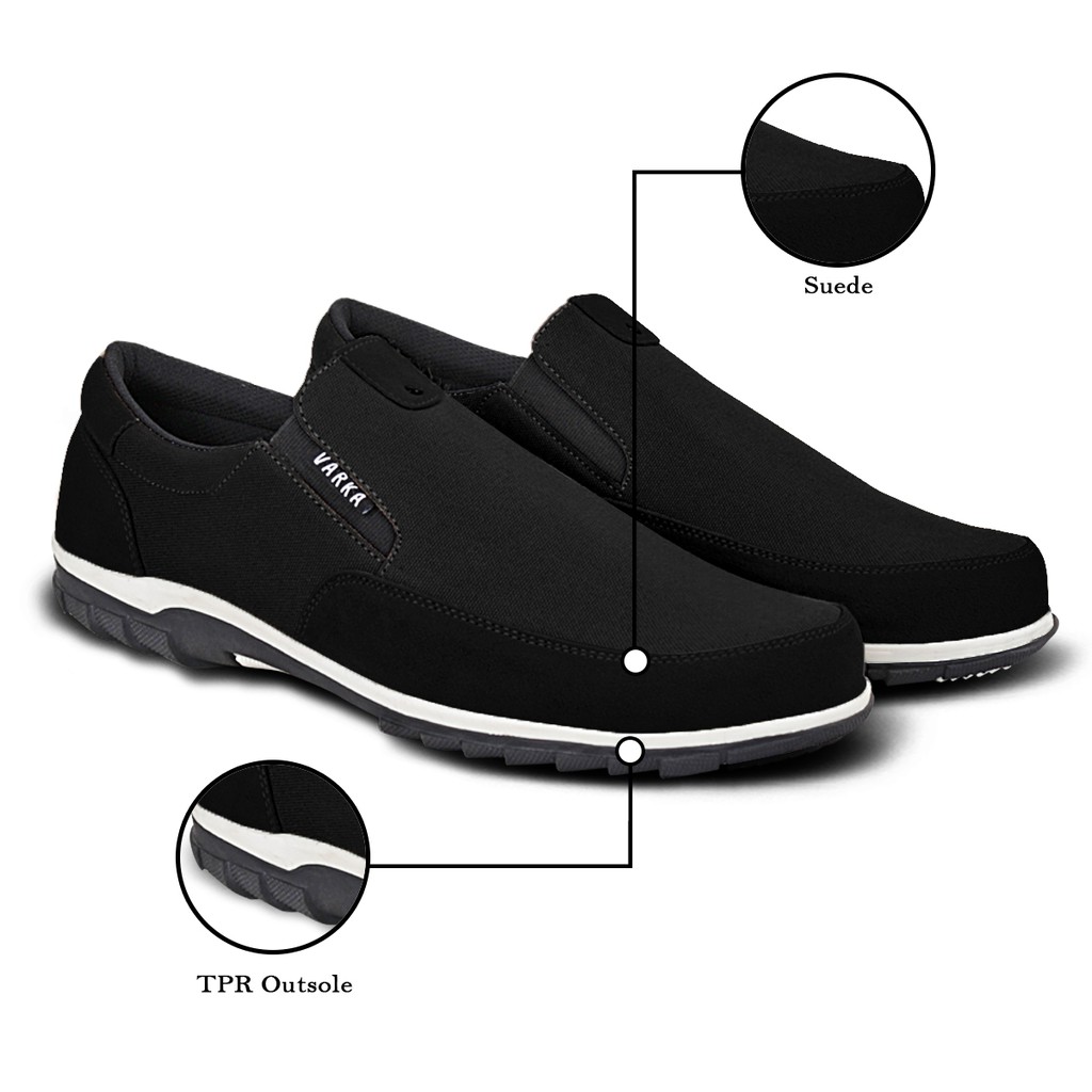 Sepatu Slip On Pria V 4334 Terbaru Brand Varka Sepatu Casual Santai Harga Murah Berkualitas Hitam