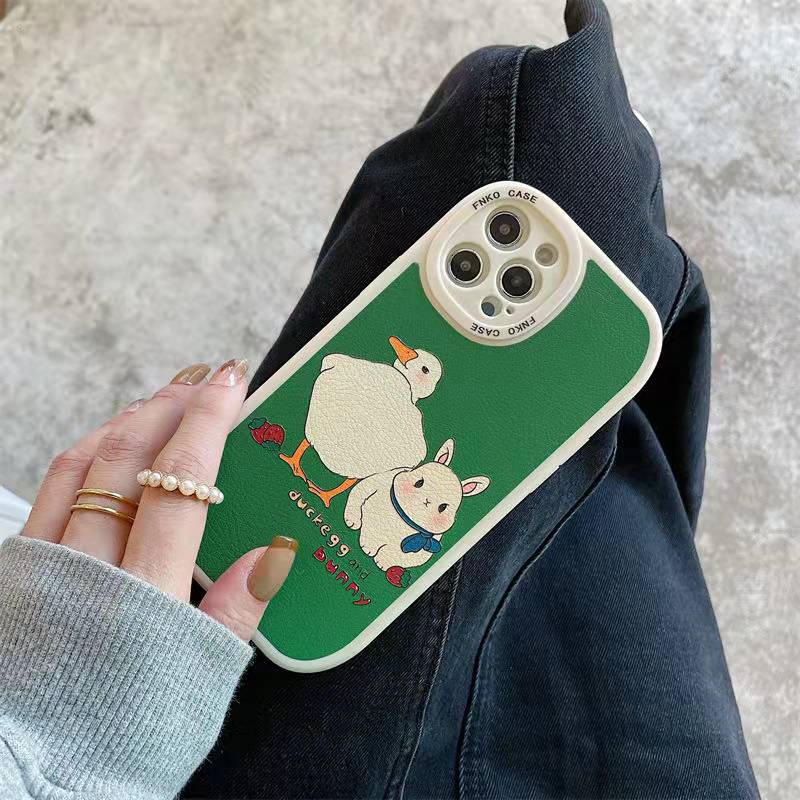 Soft Case TPU Motif Kartun Bebek Hijau 13 13pro 13prm Untuk iPhone 11 7Plus 8Plus Xr XS Max se 13 12pro