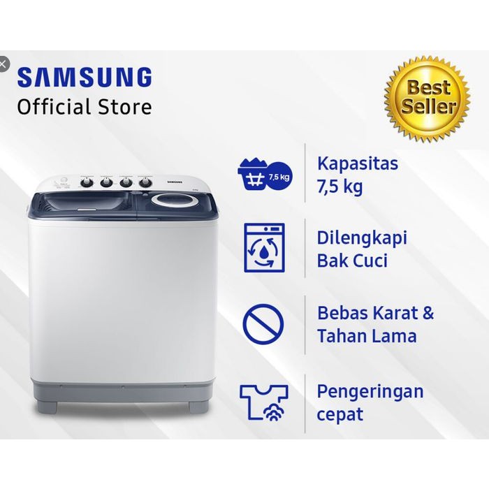 MESIN CUCI SAMSUNG WT 75H3210 7.5KG 2 TABUNG WT75H3210 7.5 KG