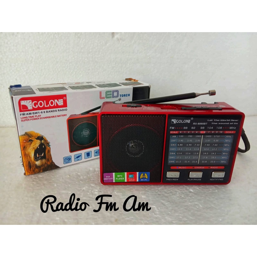 Radio FM AM SW1-7 GOLON RX-6688 (BLUETOOTH/Tanpa BLUETOOTH) / RX-8866 USB (BLUETOOTH/Tanpa BLUETOOTH) 100% ORI