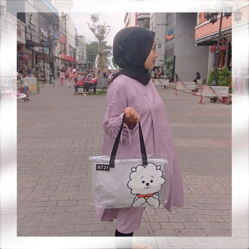 tas wanita tote bag transparan tote jelly hand bag BT21