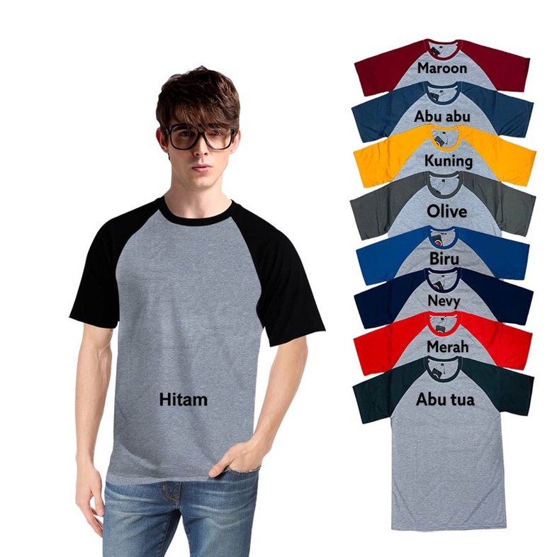 Kaos raglan pendek/kaos raglan polos/kaos raglan pria