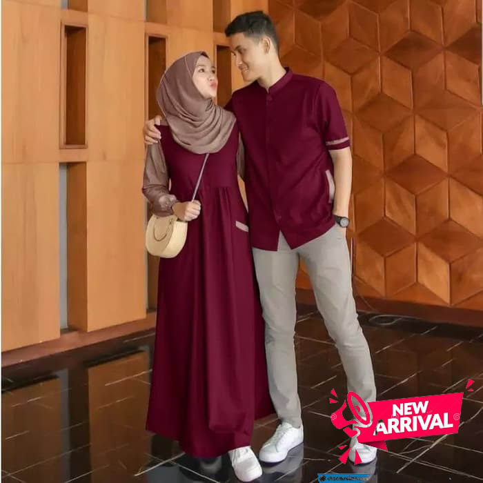 Gamis Brokat Couple Tunangan / Baju Gamis Couple Helena Brokat Busana