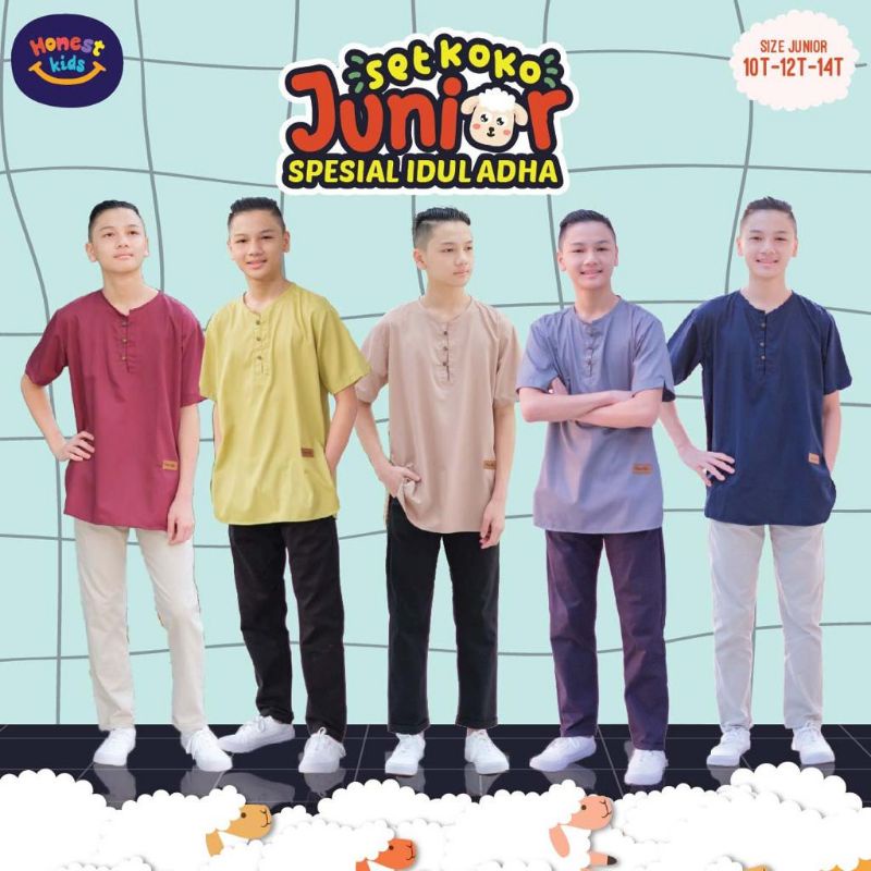 Set koko Honest usia remaja/ baju koko anak/ pakaian muslim anak/ setelan koko anak