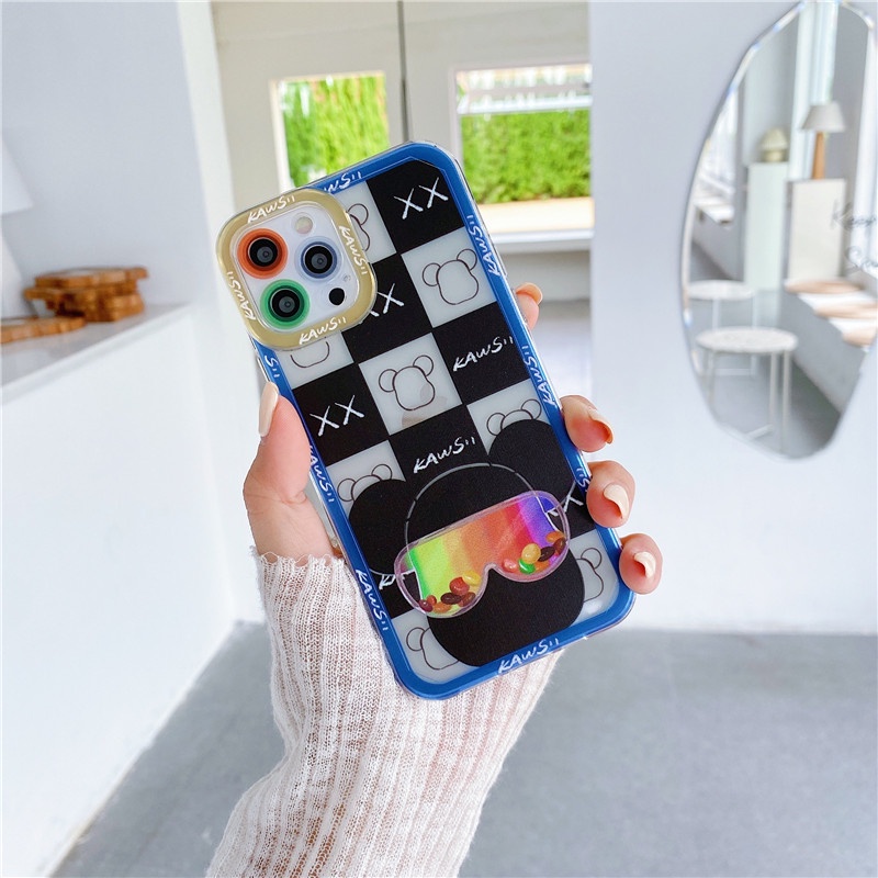 Jiugongge Violent bear Angel eyes Shockproof Straight Cube Case iPhone 12 Pro Max 11 8plus 7plus 6 6s Plus 7 8 XR X XS MAX SE 11Pro Max iPhone 12 Mini TPU Soft Casing