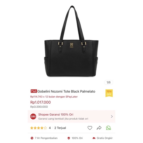 Gobelini Nozomi Tote Black Palmelato / TAS HITAM BESAR / BIG NOIR BAG / KULIAH & KERJA / TEMPAT DOKU