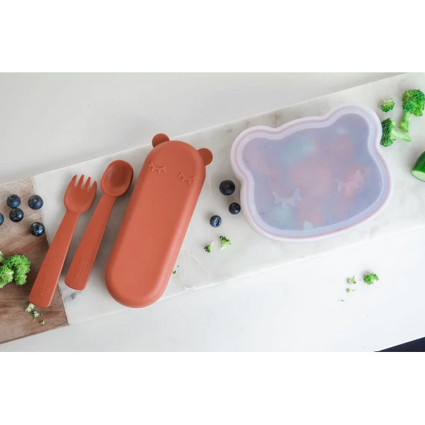 We Might Be Tiny Feedie Spoon &amp; Fork With Case - Sendok Silicone Bayi Sendok Anak MPASI Spoon Fork Silicone Silikon