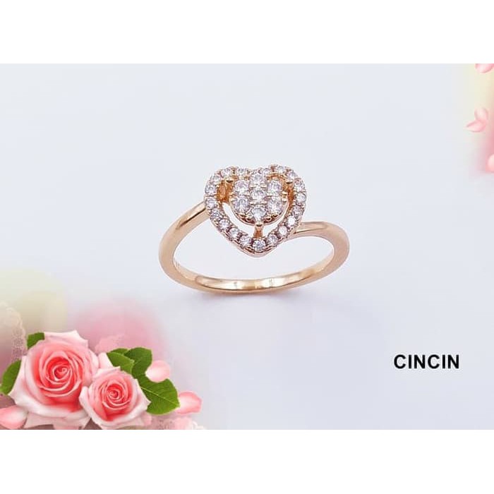 XUPING ASLI CINCIN LOVE DENGAN ZIRCON PUTIH AKSESORIS LAPIS EMAS CG11