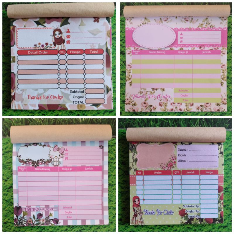 Nota warna ( non rangkap ) uk 10x10 cm
