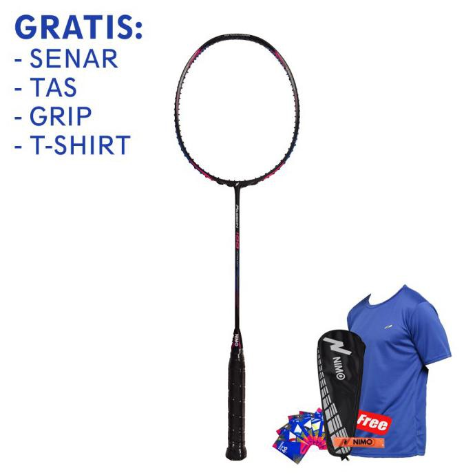 KUALITAS ORIGINAL NIMO Raket Badminton PASSION 100 Blue Purple + GRATIS Tas dan Grip