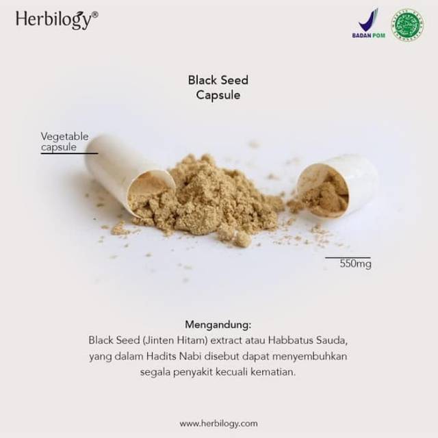 HERBILOGY Black Seed in Vegetable Capsule Habbatussauda Jintan Hitam