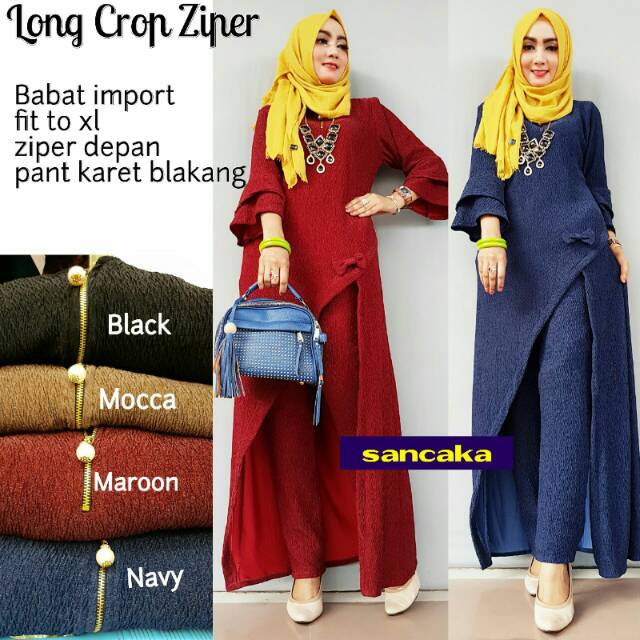 Long crop zipper