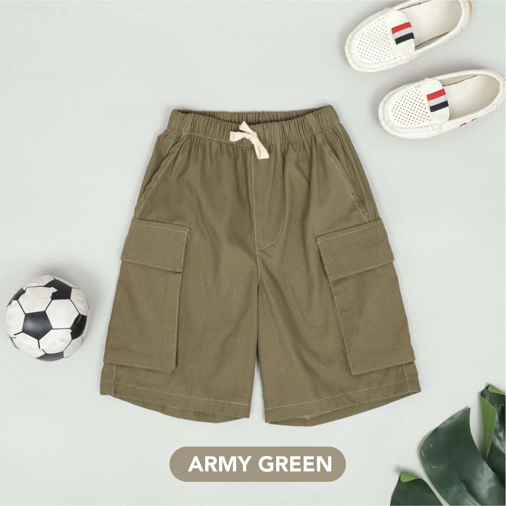 Mooi Celana Pendek Cargo Anak Short Cargo Pants-ARMY GREEN