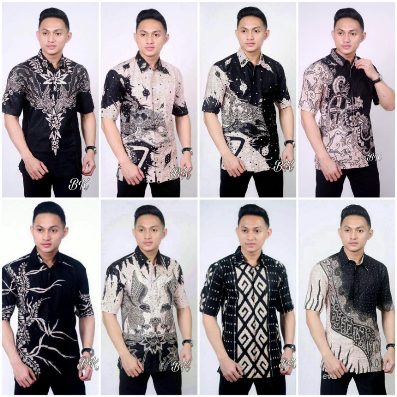 Batik Pria Lengan Pendek HRB026 Kenongo Hem Padi Pekalongan M L XL Batik Pria MURAH Modern Grosir