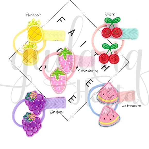 Jepit Dan Karet Rambut ISI 2 Fruit Painting Hairclip Cherry Garpes Watermelon GH 200930