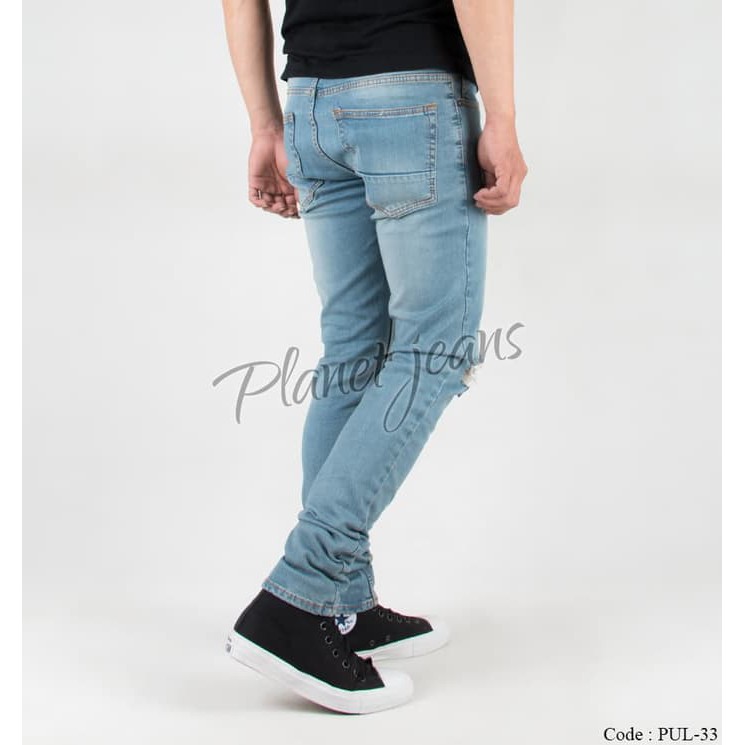 Jeans Jin Jean Jins Hitam Putih Abu Murah Jumbo Besar  3438DC  Skinny Pria / Robek Model Skinnya