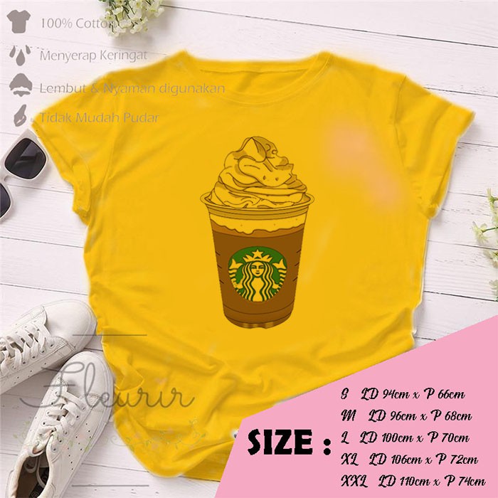 FLEURIR - KAOS STARBUCKS FRAPPE WANITA DEWASA LENGAN PENDEK TUMBLR TEE UNISEX