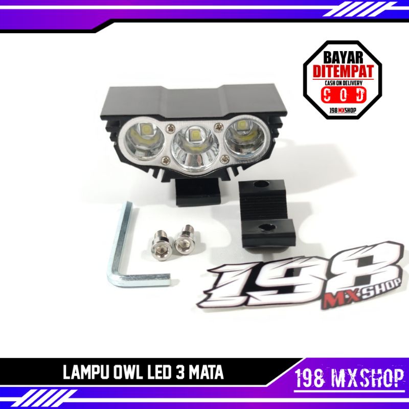 LAMPU OWL LED 3 MATA / 2 MATA - LAMPU TEMBAK SUPERMOTO - KLX - DTRACKER - CRF - WR