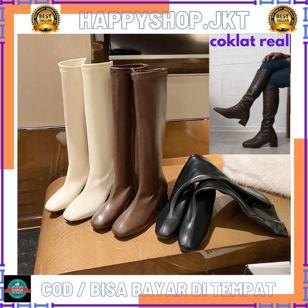 HS / Sepatu Boots Panjang Flat wanita Fashion 236