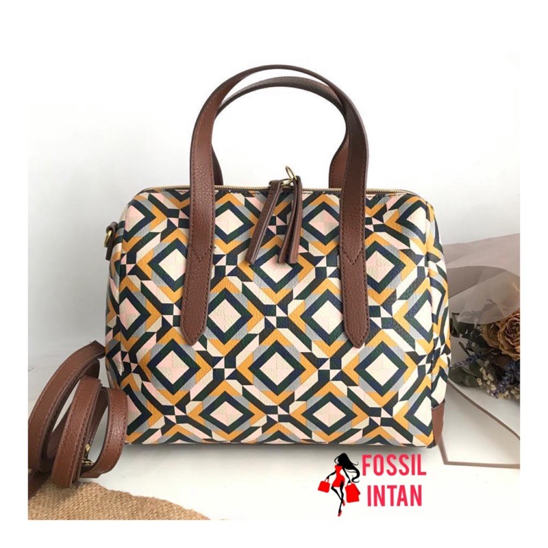 Fossil Sydney Satchel Yellow Multi