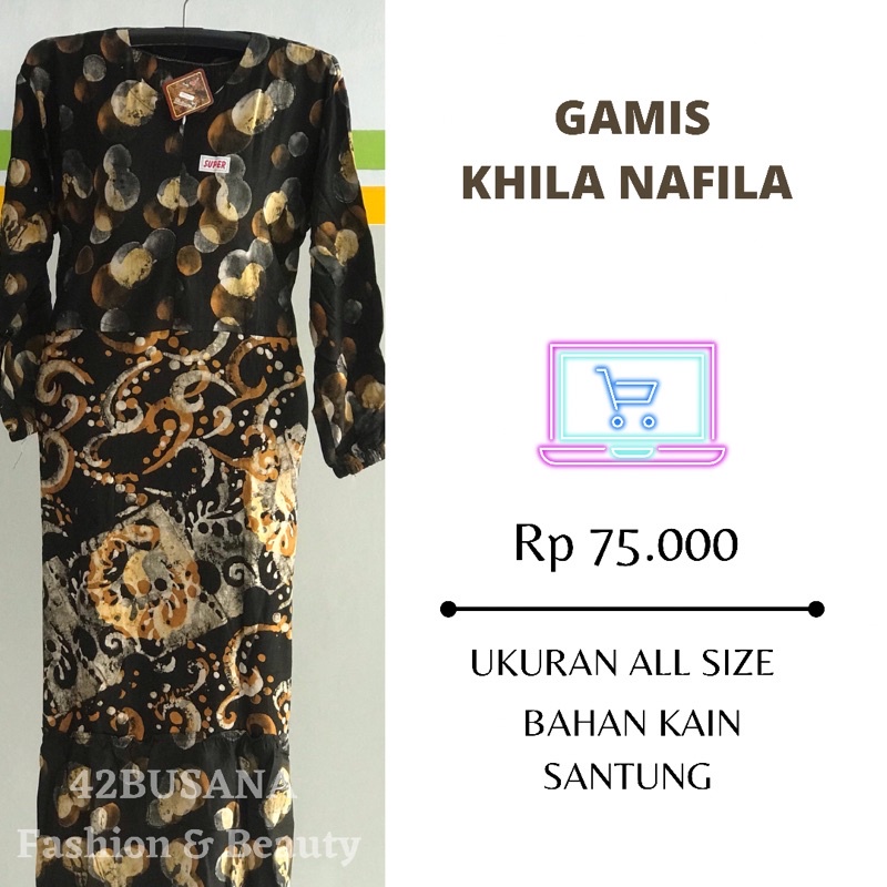 Khila Nafila Gamis | Long Dress | Batik Asli Pekalongan | Bahan Kain Santung Adem