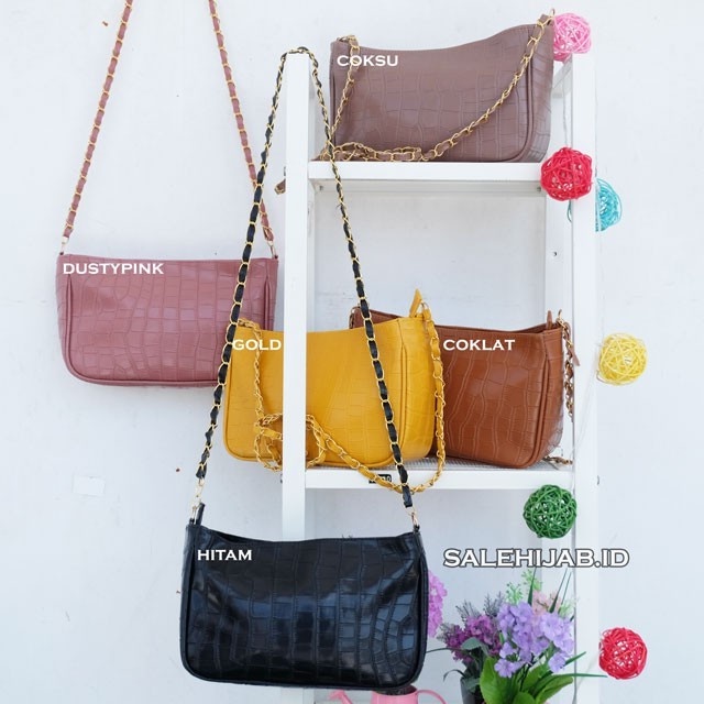 Tas Retro Kulit Sintetis - Tas Vintage Wanita Tali Rantai