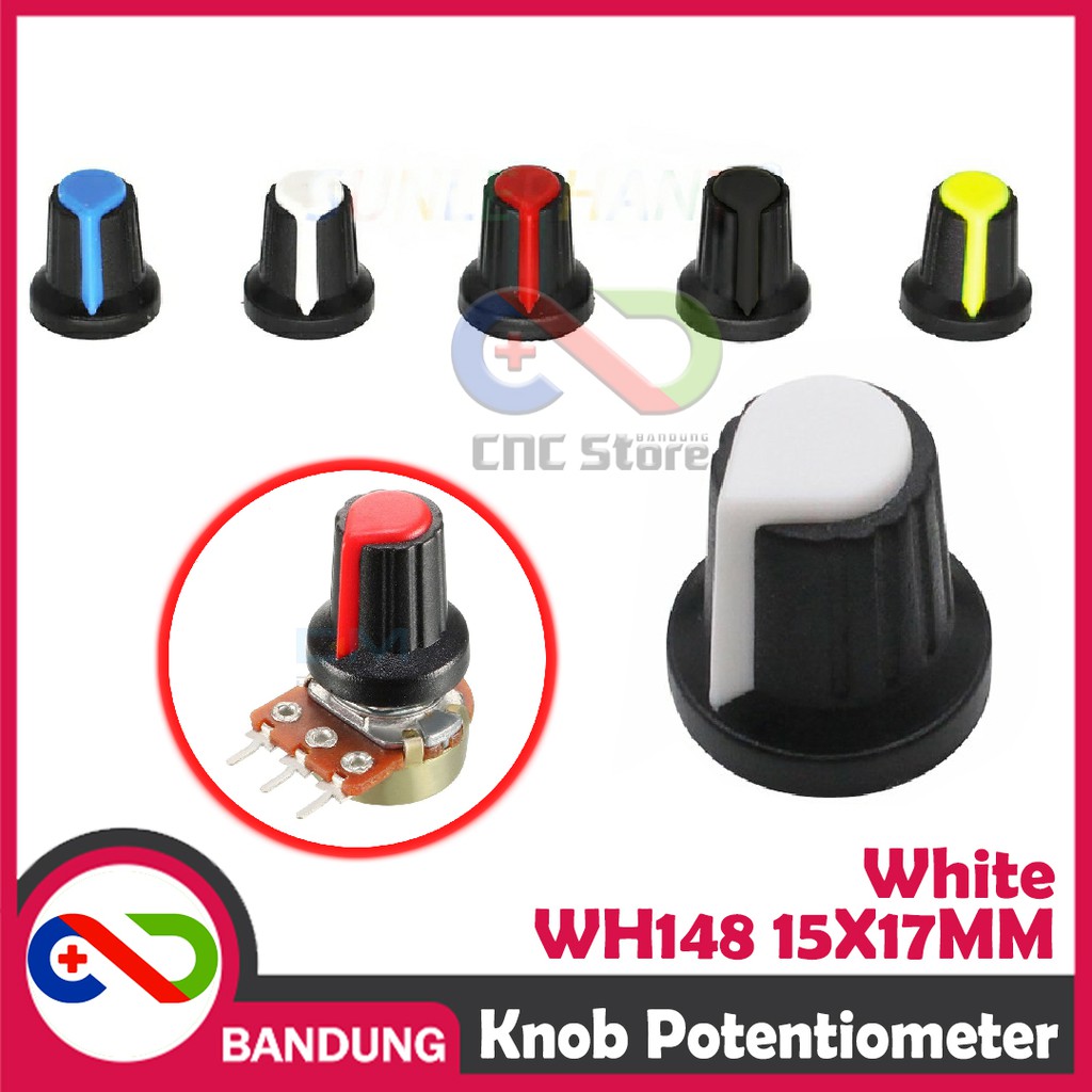 KNOB POTENTIOMETER POTENSIOMETER ROTARY WH148 15X17MM WHITE PUTIH