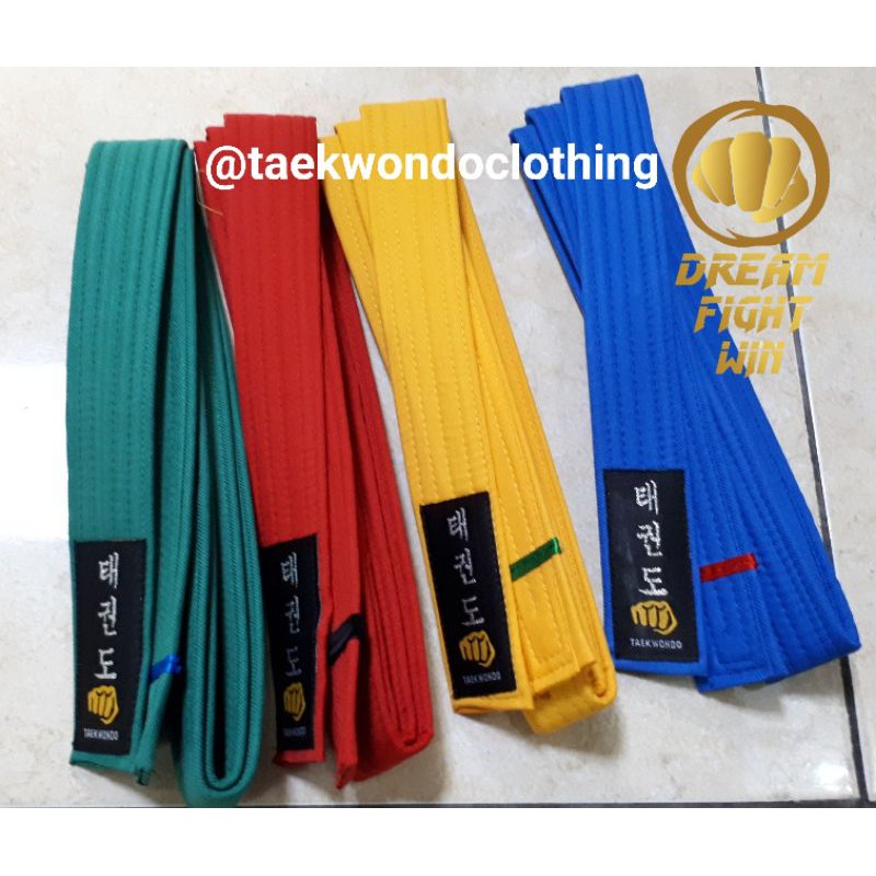 sabuk taekwondo stripe kuning hijau biru merah