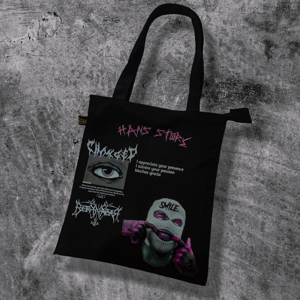 [HS024] Tote bag distro bahan kanvs premium resleting tote bag wanita