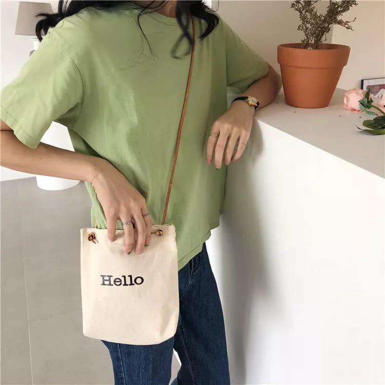 OCCOPUSY SBHG Canvas Mini Phone Sling Bag Tas Selempang Wanita Cewek Crossbody Tote Kanvas Selendang