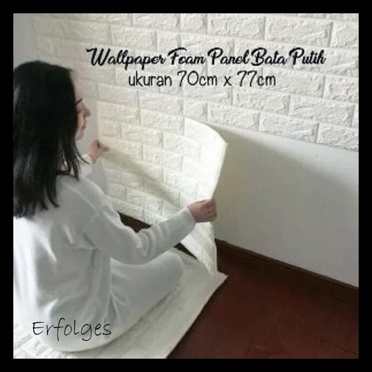 Wallpaper 3D Modern Foam Batu Bata Wall Sticker - Putih Terjamin