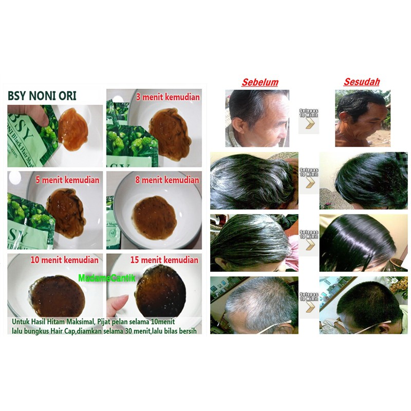 [ PER BOX ISI 20 SACHET ] BSY NONI Shampoo Penghitam Rambut Alami / Black Hair Magic Asli