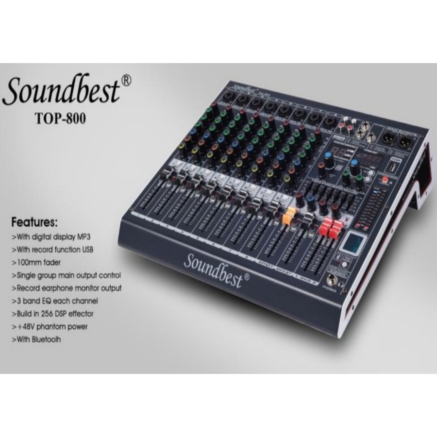 Mixer SoundBest Top 800 Original 8 Channel Bluetooth - USB Recording