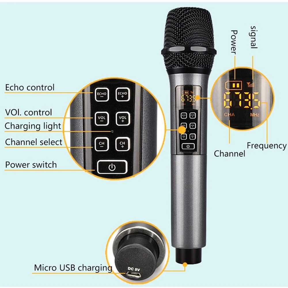 Rellent Mikrofon Karaoke Mic Wireless Portable KTV - D300 ( Al-Yusi )
