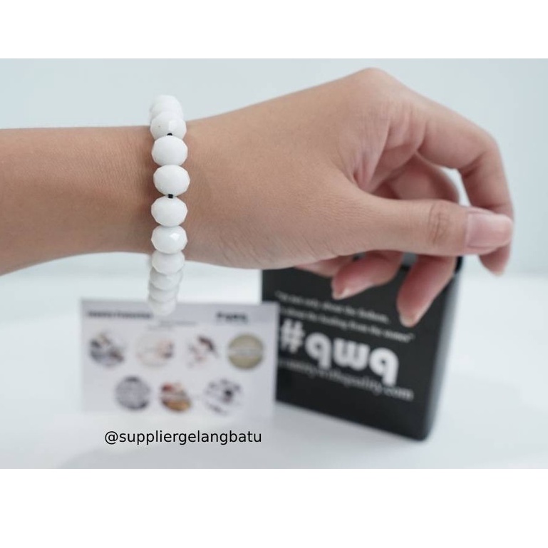 gelang kristal ceko PUTIH SUSU premium aksesoris tangan premium bonus