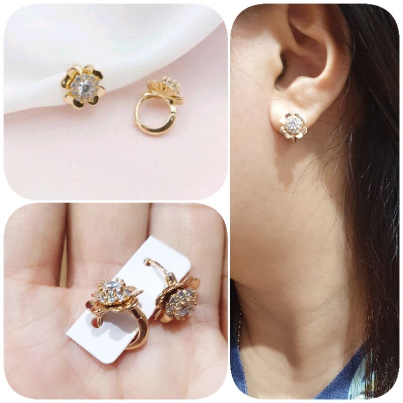 Anting Premium Quality lapis emas Anti karat anti alergi earring zircon mata halus 026