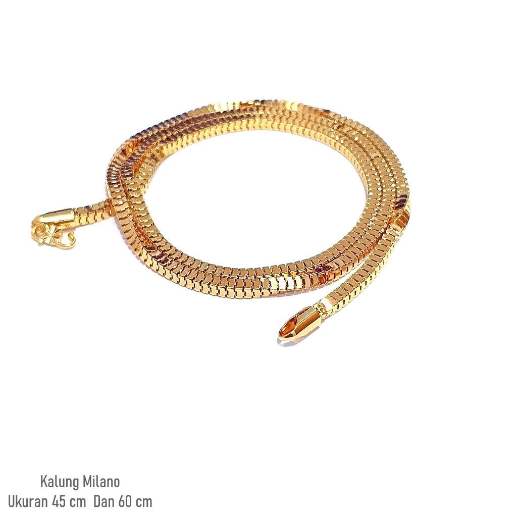 Kalung titanium cantelan jepit Perhiasan Wanita Motif Milano Kaca Dilapis Emas 18k @gold