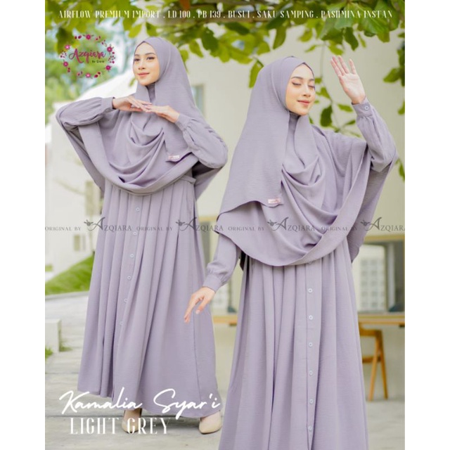 Kamalia Syar'i By AzQiara ld 100 PB 139 saku samping pasmina instan