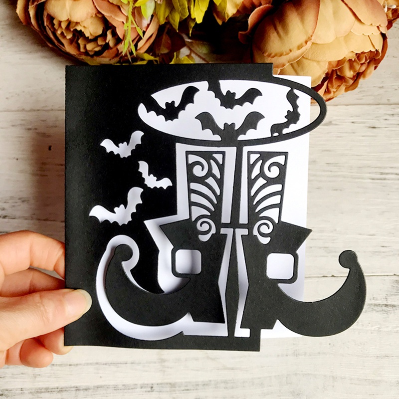 Zzz Cetakan Stensil Cutting Dies Motif Kelelawar Halloween Untuk Scrapbook / Craft Handmade DIY