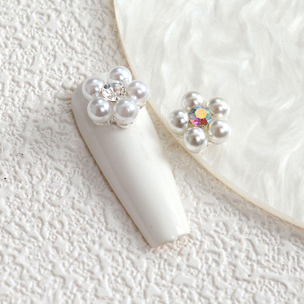 Mxbeauty 3D Dekorasi Nail Art Elegan 5pcs Hiasan Kuku Kelopak Mutiara Berlian Imitasi Manikur Aksesoris