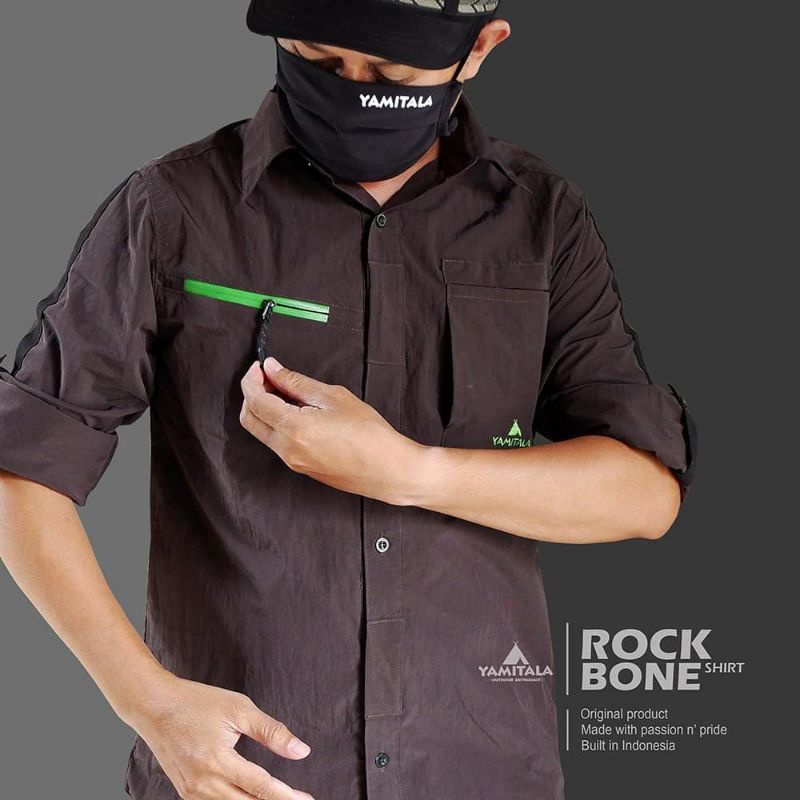 KEMEJA LENGAN PANJANG/PENDEK LIPAT HITAM POLOS YAMITALA ROCK BONE