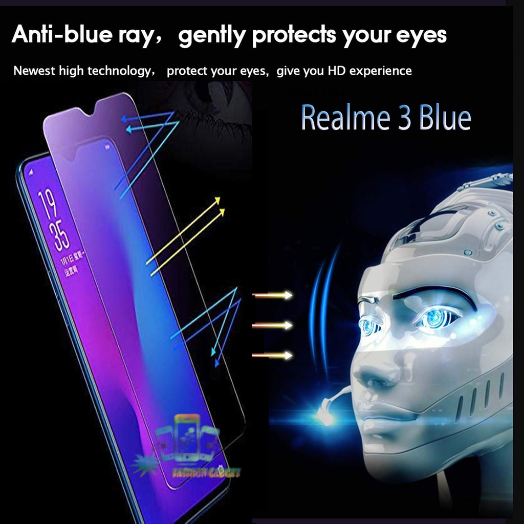 Tempered Glass Realme 3 ANTI BLUE LIGHT Realme 3 Full Screen  Antigores Realme 3 Pelindung Layar Hp